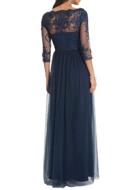 **Chi Chi London Blue Embroidered Maxi Dress